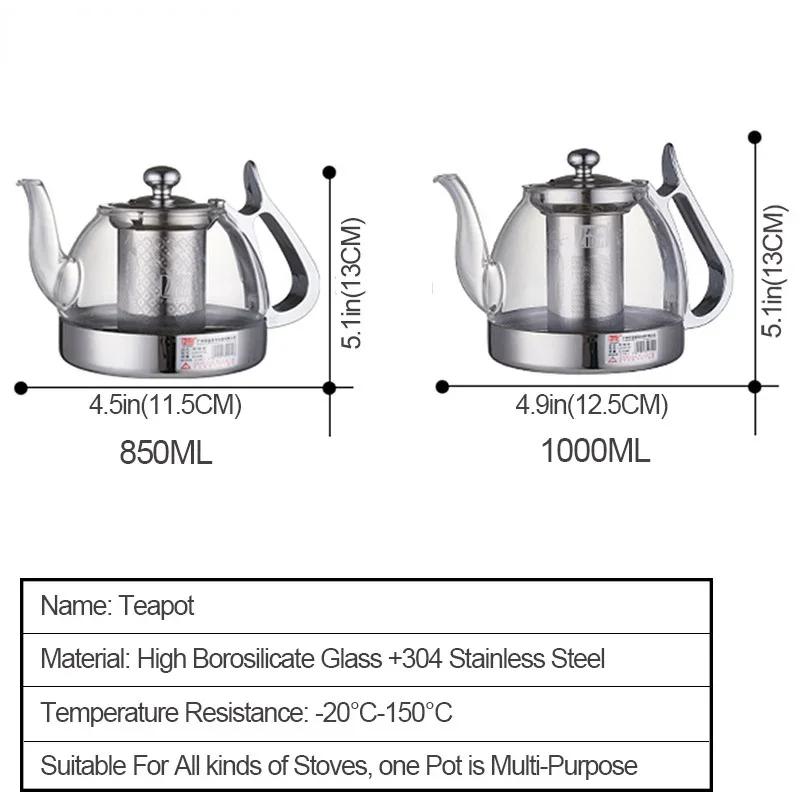 Tetera de Vidrio Resistente al Calor para Cocina de Inducción Horno Electromagnético Olla con Filtro Multifuncional Hervidor para Estufa de Gas Juego de Té