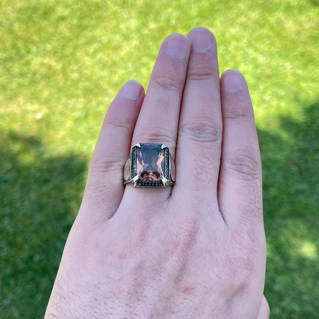 Color Change Zultanite Stone Silver Men's Ring - Mesmerizing Gemstone with Ever-Changing Hues - Sultanite Gemstone Men Ring -