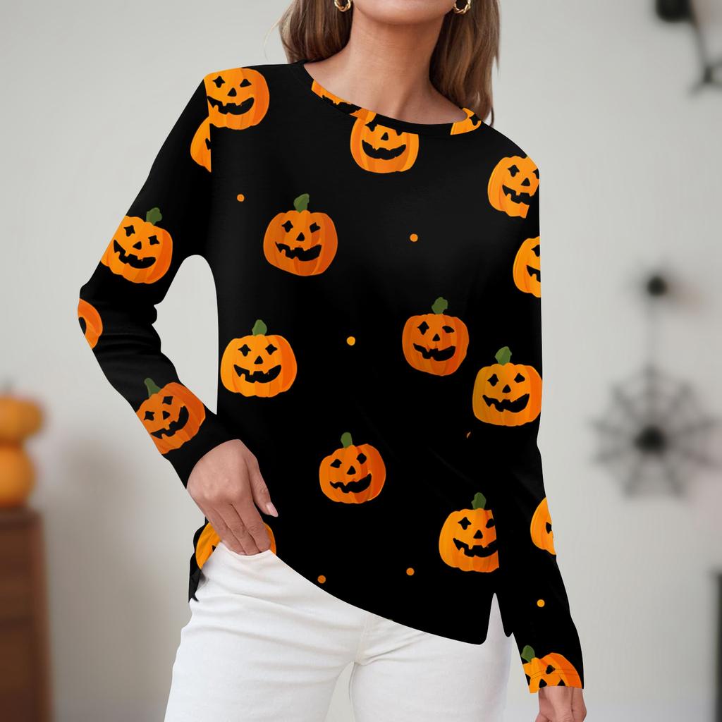 Women's Daily Casual Long-sleeved Printed O-neck Top
