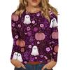 Women's Fashion Casual Halloween Printed Round Neck Long Sleeve Pullover Top