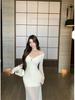 Elegant Mesh Patchwork Off-Shoulder Long Sleeve Bodycon Dress