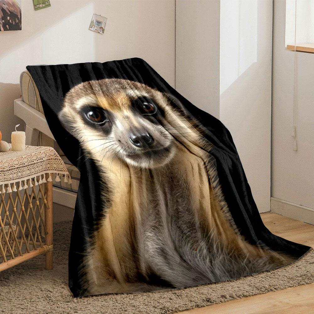 Süßes Erdmännchen Porträt Decke Schlafzimmer Decke für Wohnzimmer Sofa Mittagspause Weicher Überwurf für Freundes Festival Geschenk