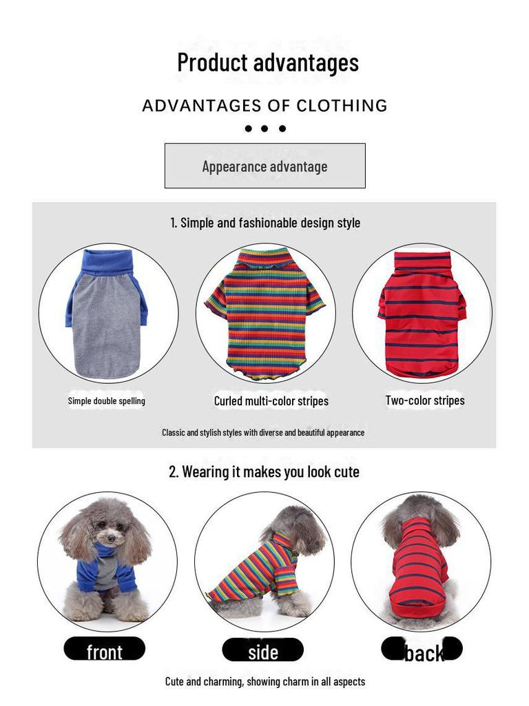 Meiqi Pet Spring & Summer Striped Dog Turtleneck Sweater