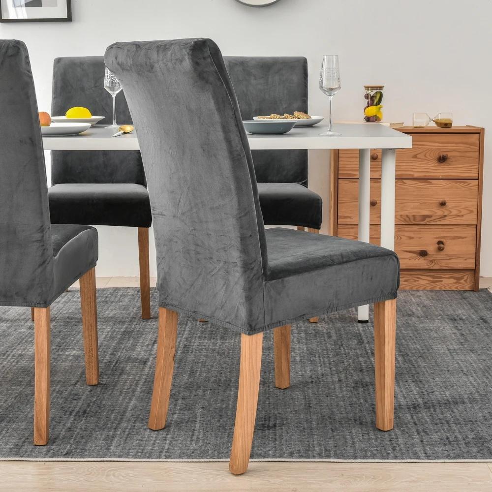 Velvet Plush Stretch Chair Slipcover Elastic Spandex Chair Cover for Dining Room Kitchen Wedding Banquet Hotel Housse De Chaise