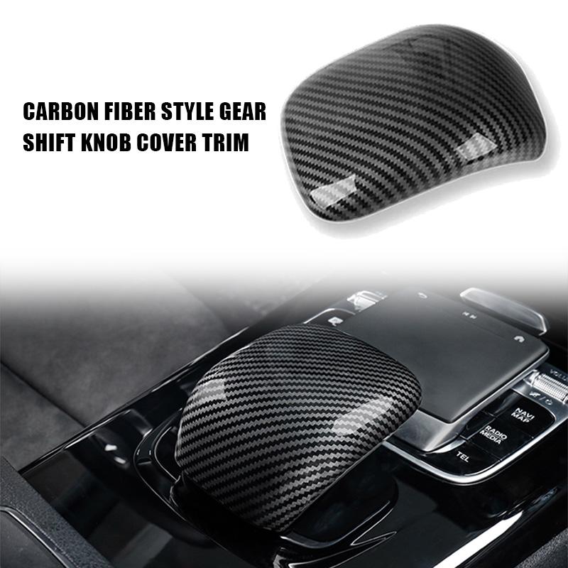 Car Styling Gear Shift Knob Cover Trim Carbon Fiber Look For Mercedes-Benz A Class W177 CLA C118 2019-2022 Interior Accessories