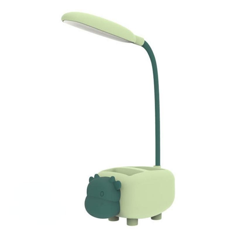 Studie Kleine Schreibtischlampe USB Wiederaufladbare Nachttischlampe Wohnheim Lese-Nachtlicht mit Stifthalter Cartoon Schreibtischlampe