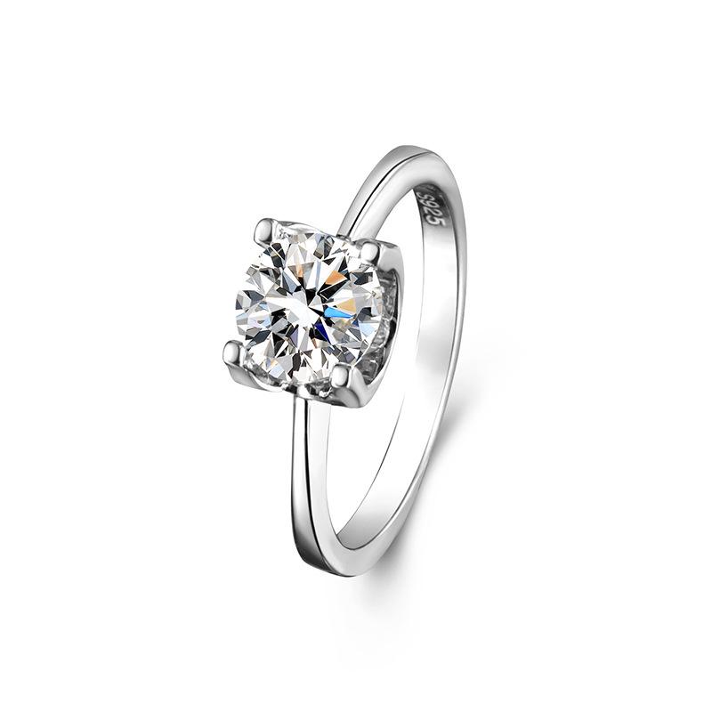 Klassischer Stierkopf Moissanit Verlobungsring, Sterling Silber S925, 1 Karat, Perfektes Geschenk für Freundin