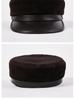 Korean Style Unisex Lambskin Flat Top Hat - Genuine Leather, Trendy, Youth Student Design, Casual, Face-Slimming Look