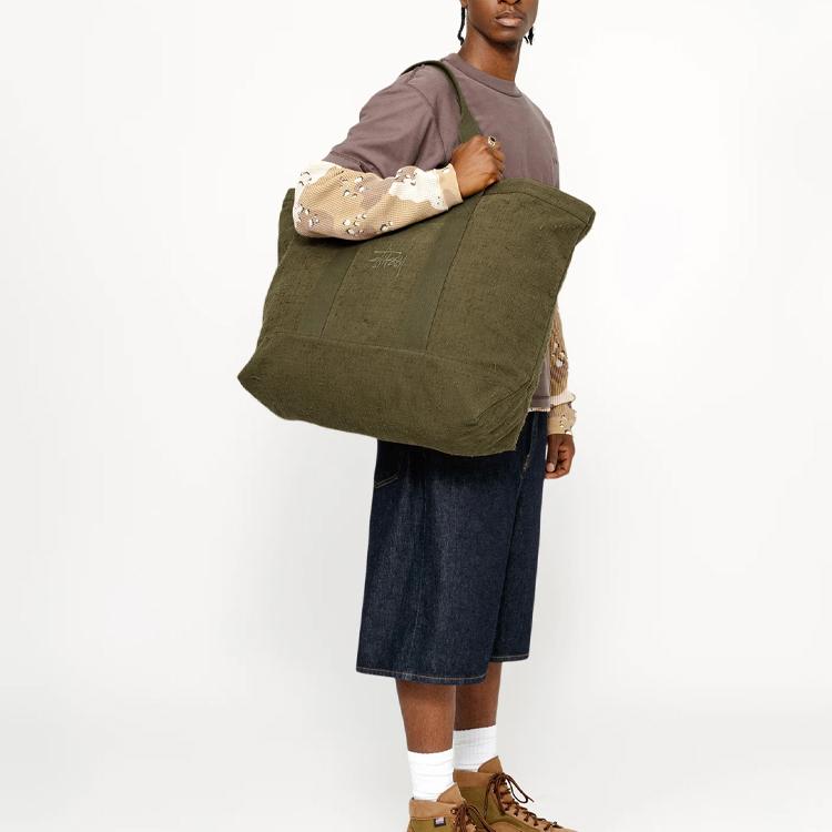 New Stussy Cotton Canvas Tote Bag, Shopping Bag, Handbag, Shoulder Bag Unisex Olive 134266-OLIV
