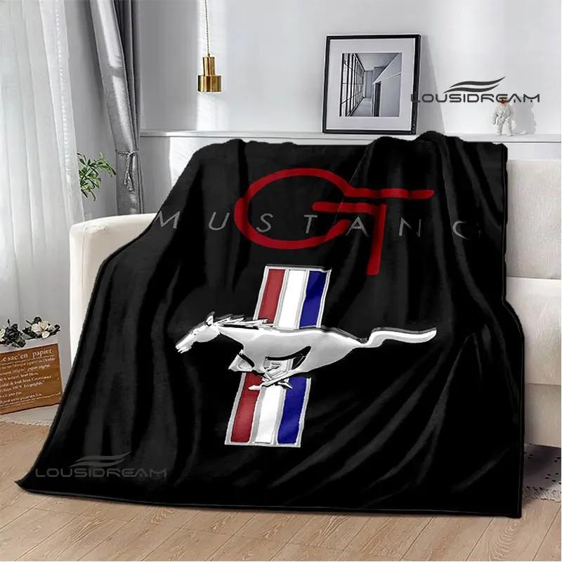 Mustang Car Logo Printed Blanket Flannel Blanket Warm Blanket Blankets for Beds Rainbow Blanket Picnic Blanket Birthday Present