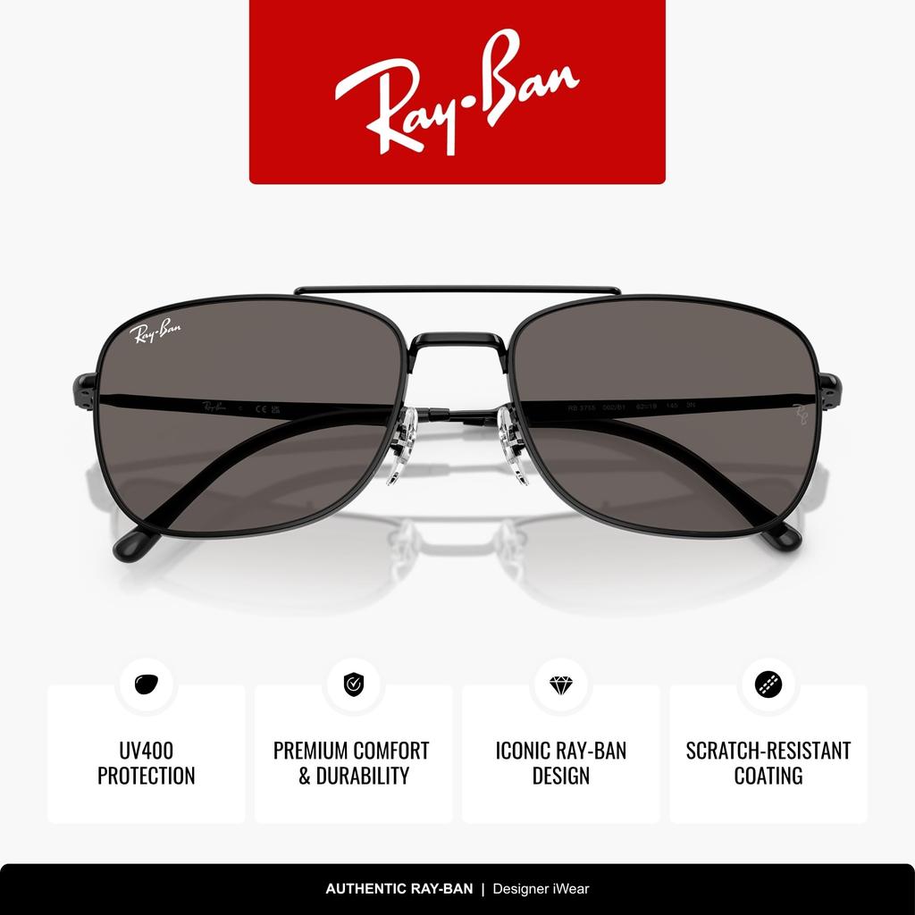 Sunglasses 0RB3755 BLACK DARK GREY Polarized [Ray-Ban] (Black/Dark Grey) 002/B159