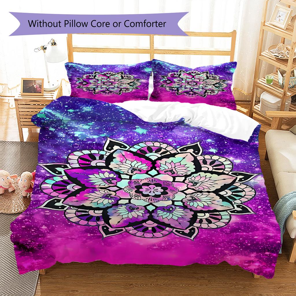 Mandala Pattern Bedding Quilt Set Quilt Cover Pillowcase Home Decoration Gift (1 * duvet cover + 2 * pillowcase, without core)