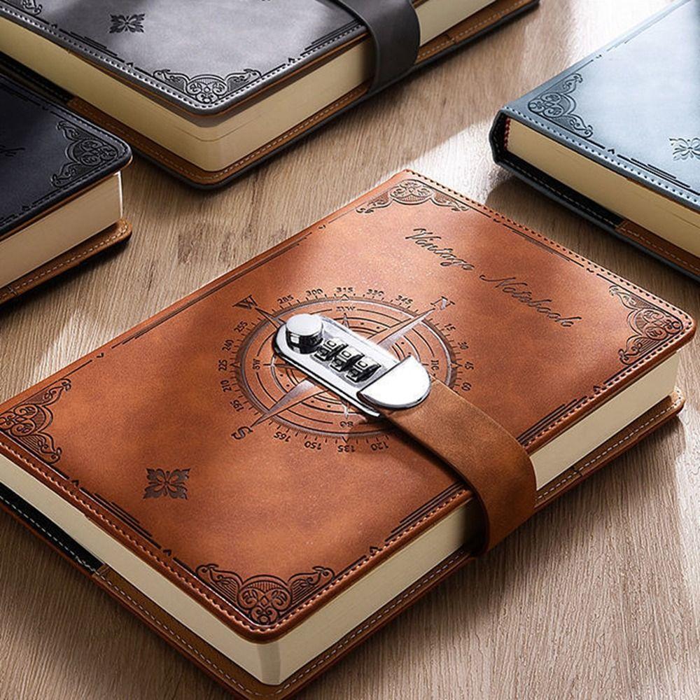 Diary Book A5 Notebook With Lock Stationery Travelers Journal Retro Password Notebook  Student