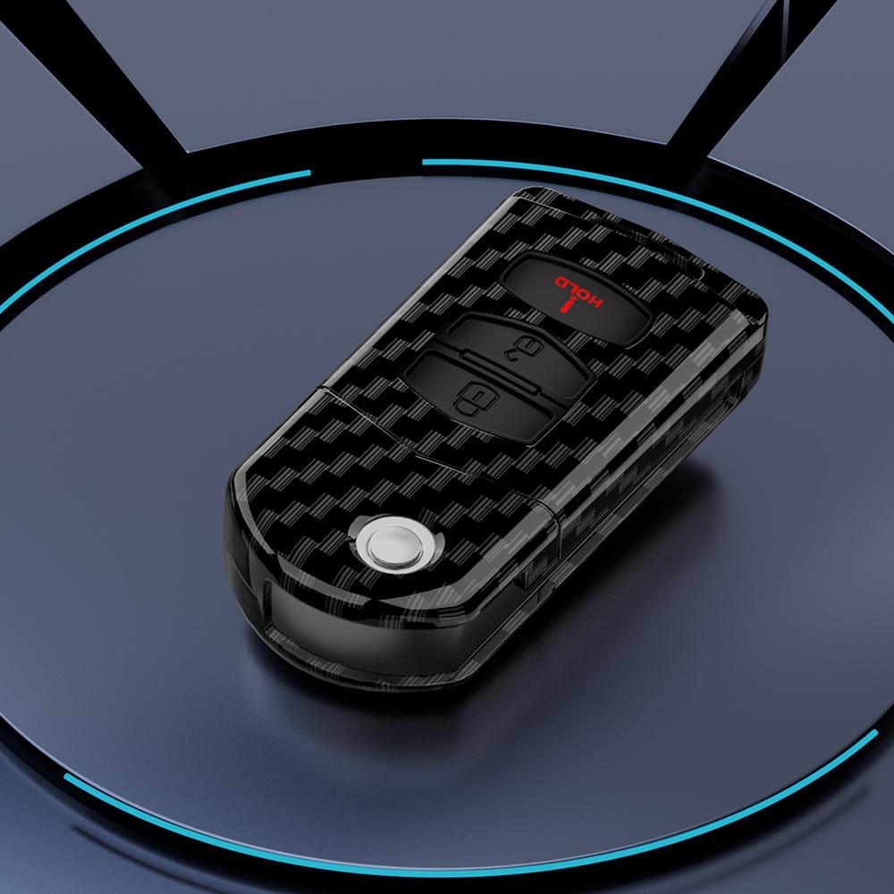 Abs Carbon Fiber Auto Flip Key Fob Cover Case Fit For Mazda 2 3 5 6 8 Cx7 Cx-7 Cx5 Cx-5 Cx9 Cx-9 Mx5 Mx-5 M6 Rx8 Rx-8 2 3 4 Buttons Housing