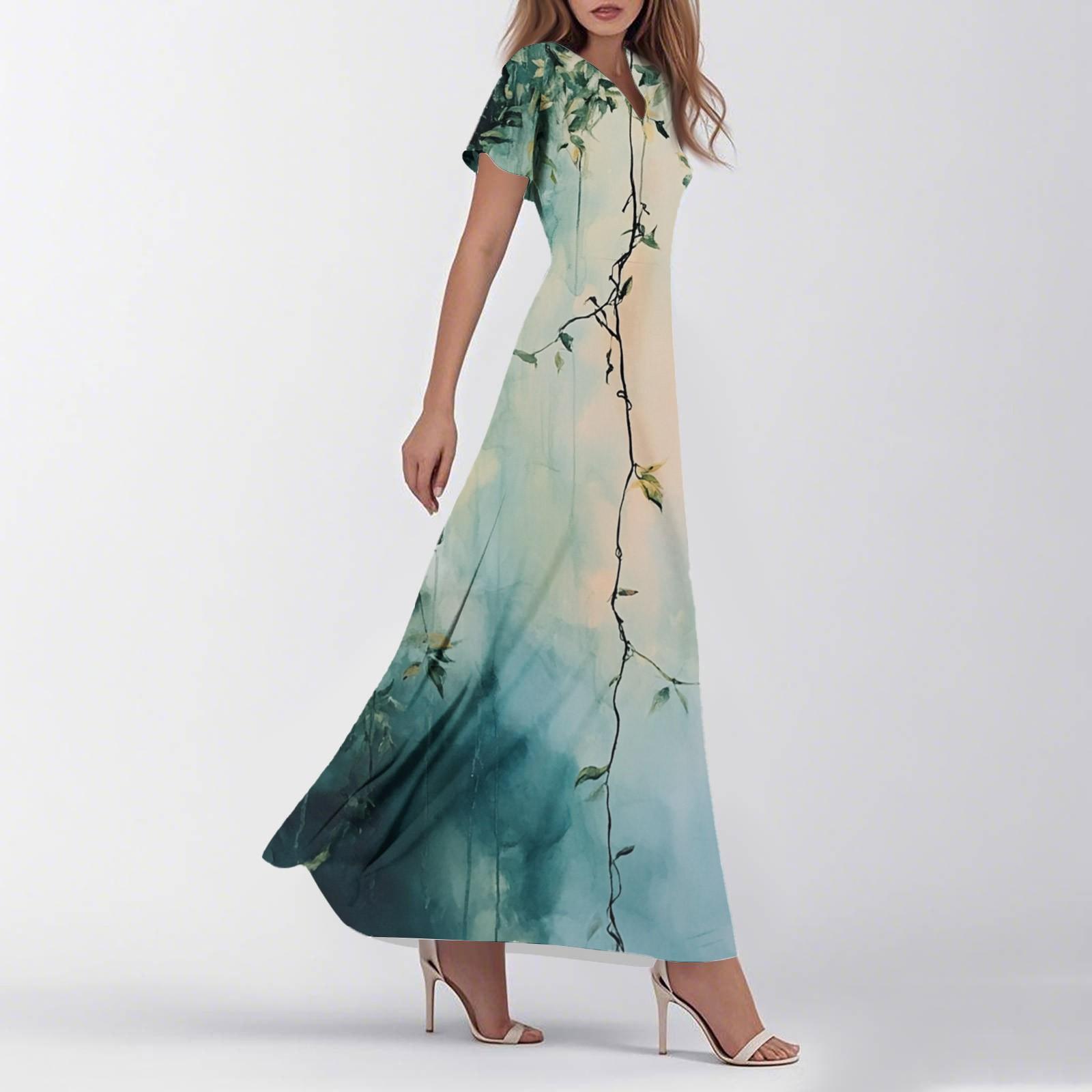 

Женское летнее повседневное модное ретро-платье с цветочным принтом и коротким рукавом M чёрный