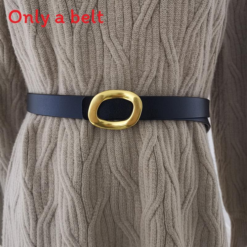 Fashion Leather Waist Belt For Women With Silver Button Closure For Daily Use