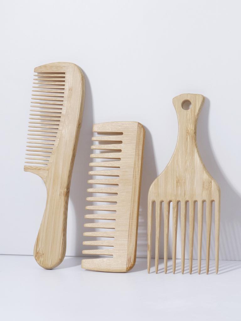 3-piece natural wood comb anti-static fork comb circular wide tooth wooden comb hair styling tool set Special for real hair wigs