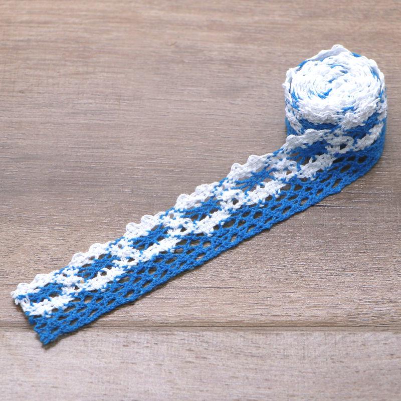 White Lace Trim with Colored Cotton Edges for DIY Decorative Tablecloths, Curtains, and Sofas