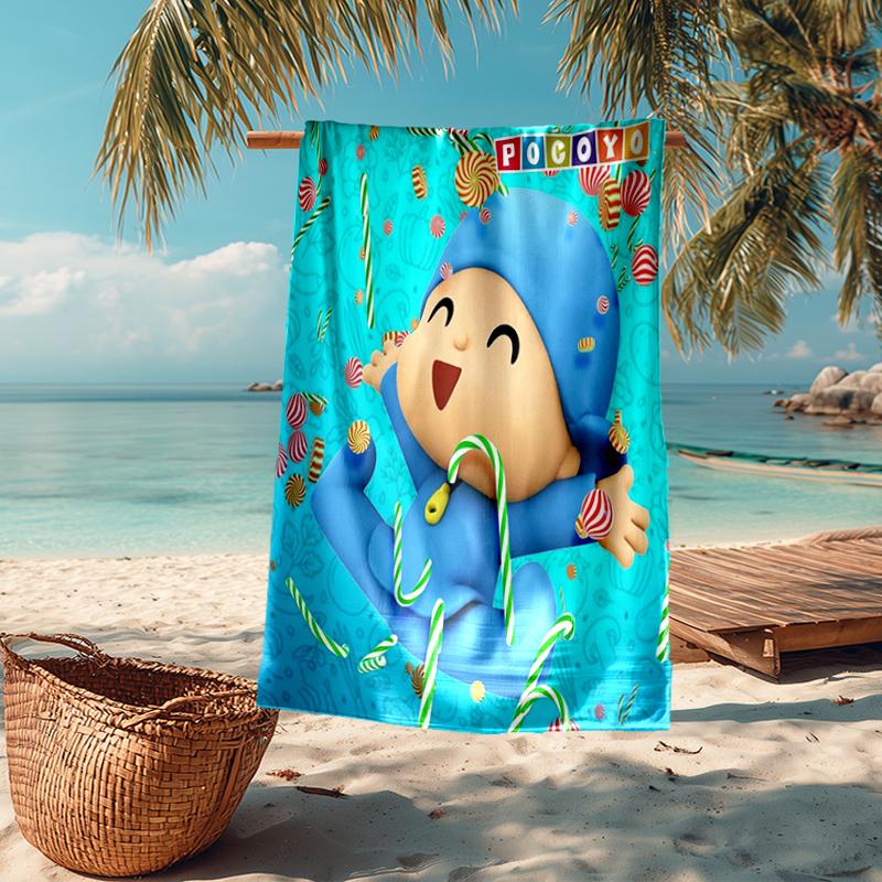 Ultra-Soft Beach Towel with Pocoyo Theme,Ideal for Pool - Camping, Diving - Perfect Travel Essential, Vibrant Beach Towel.