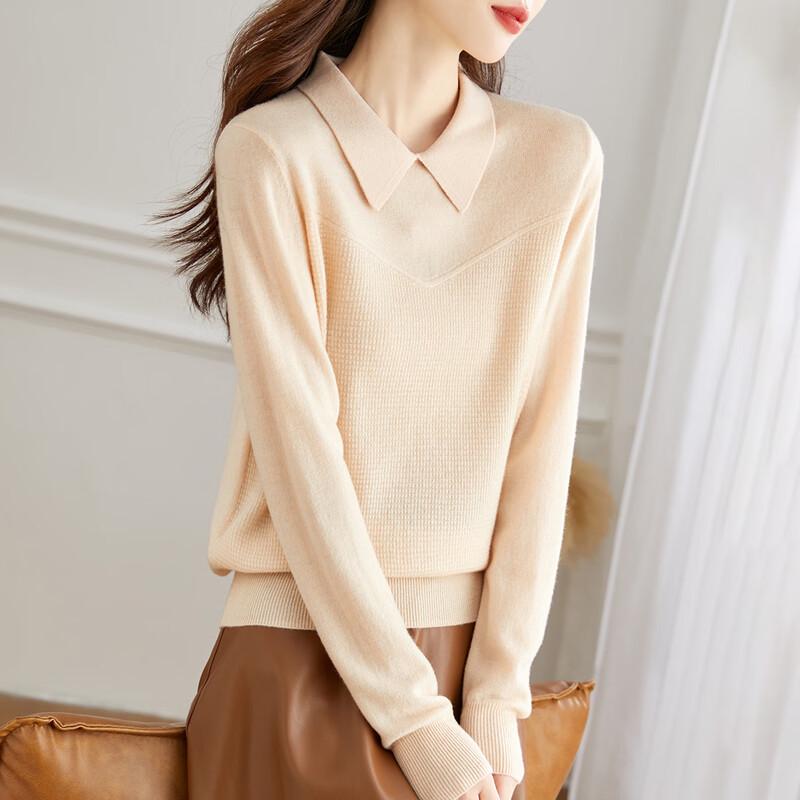 Srcr Women's Thick 100% Wool Peter Pan Collar Sweater