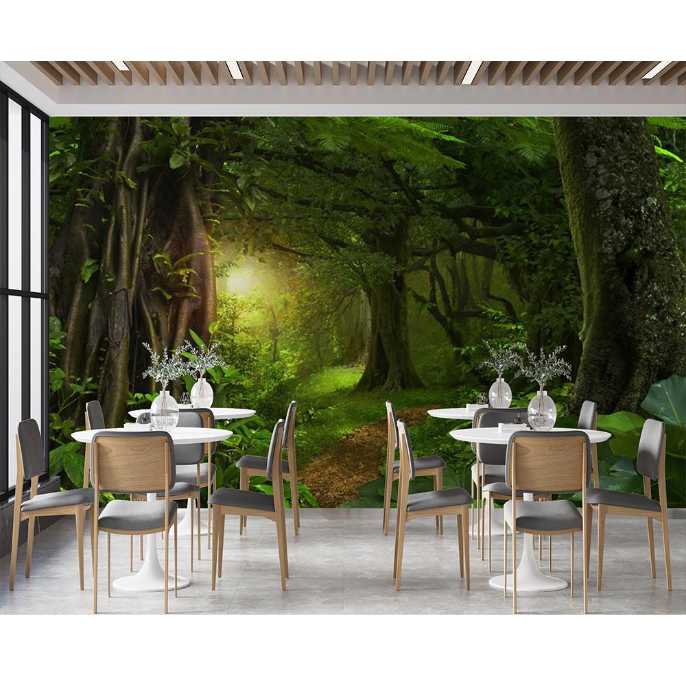 3d Green Forest Nature Tree Wall Paper Forest Scenery Wall Murals Living Room Bedroom Removable Wallpaper