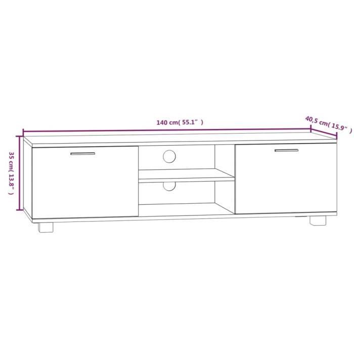 342622 vidaXL Meuble TV Blanc 140x40,5x35 cm Bois d'ingénierie