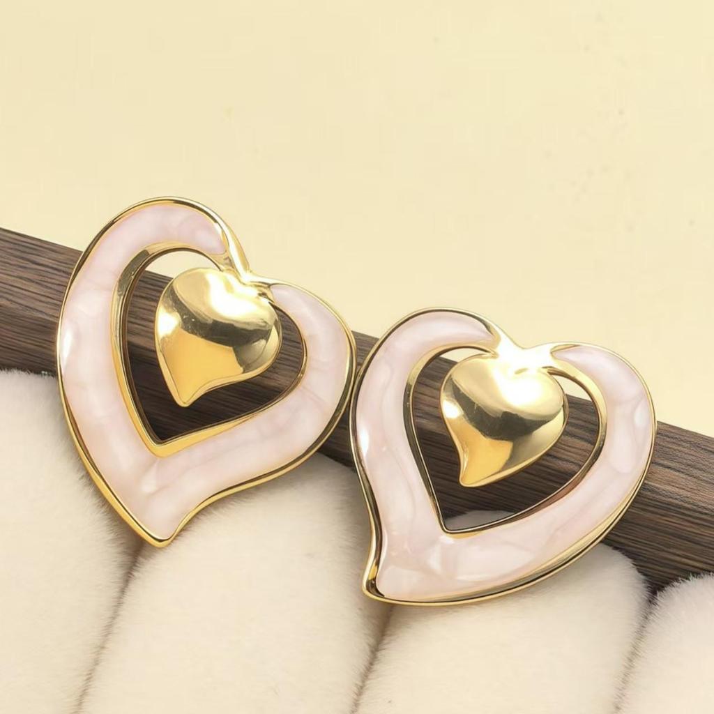Contemporary Irregular Drip Oil Heart Earrings