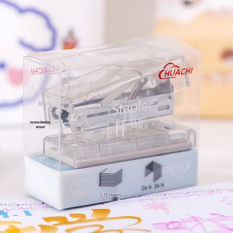 

Huachi Mini Transparent Stapler - Effort-Saving Office & Student Tool прозрачный белый
