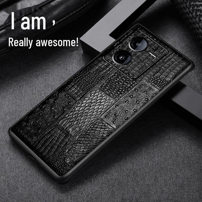 iQOO Z8 Leather Protective Case - Cowhide Grain Full Package for Safety & Style