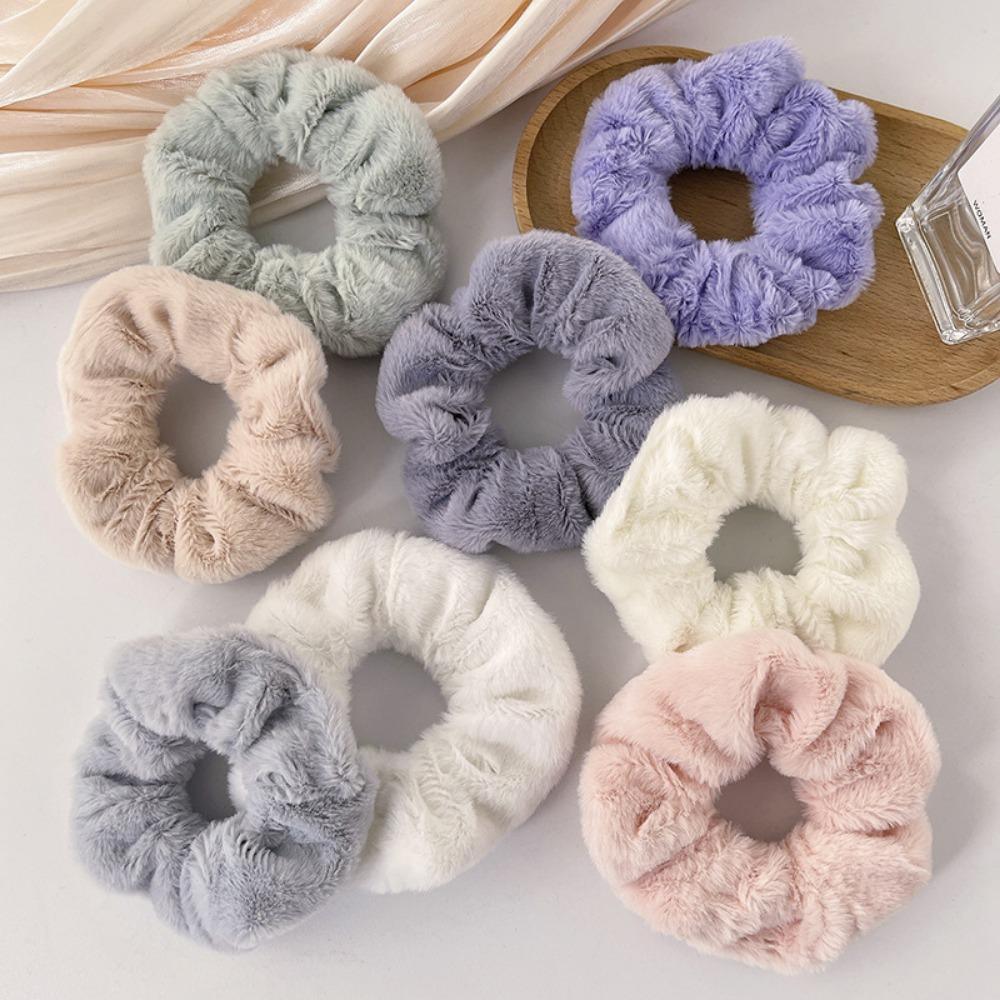 Korean Retro Folded Chiffon Scrunchies for Women, Sweet Temperament Oversize Hair Tie