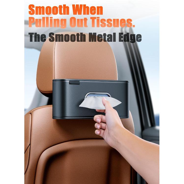 MTGOCHA Car Tissue Holder, Large Tissue Box Cover Keep Car Tidy, Premium PU Leather Backseat Napkin Holder Tissues Dispenser for Car Fits Standard
