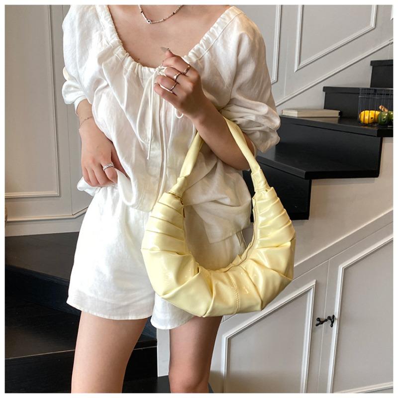 Spring Fashion Casual Premium Texture Design Pleated Dumpling Handbag Temperament Shoulder Armpit Bag