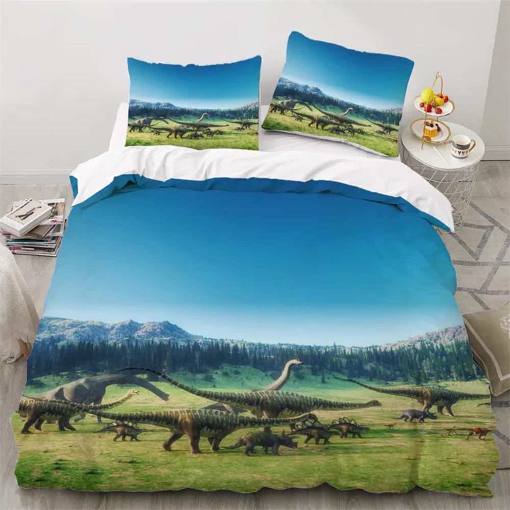 3D Dinosaur Printed Duvet Cover King Twin Queen Double Size Kit UltraFine Fiber Pillowcase New  Bedspread