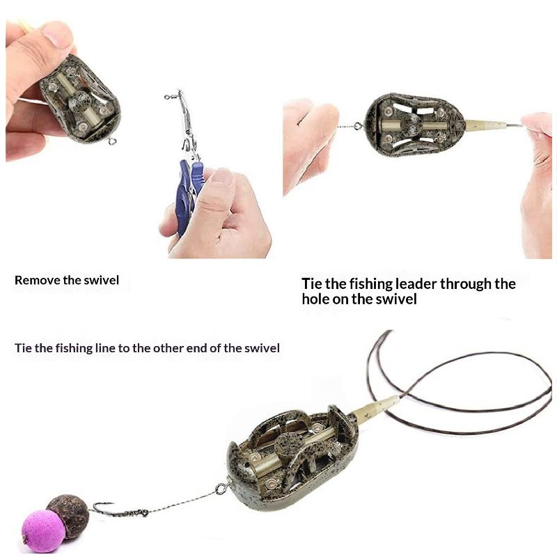 2/5Pcs 20G/30G/40G/50G/60G Method Feeder Fishing Inline Feeder Carp Fishing Feeder Device Kit Feeder Carp Fishing Hair Rigs