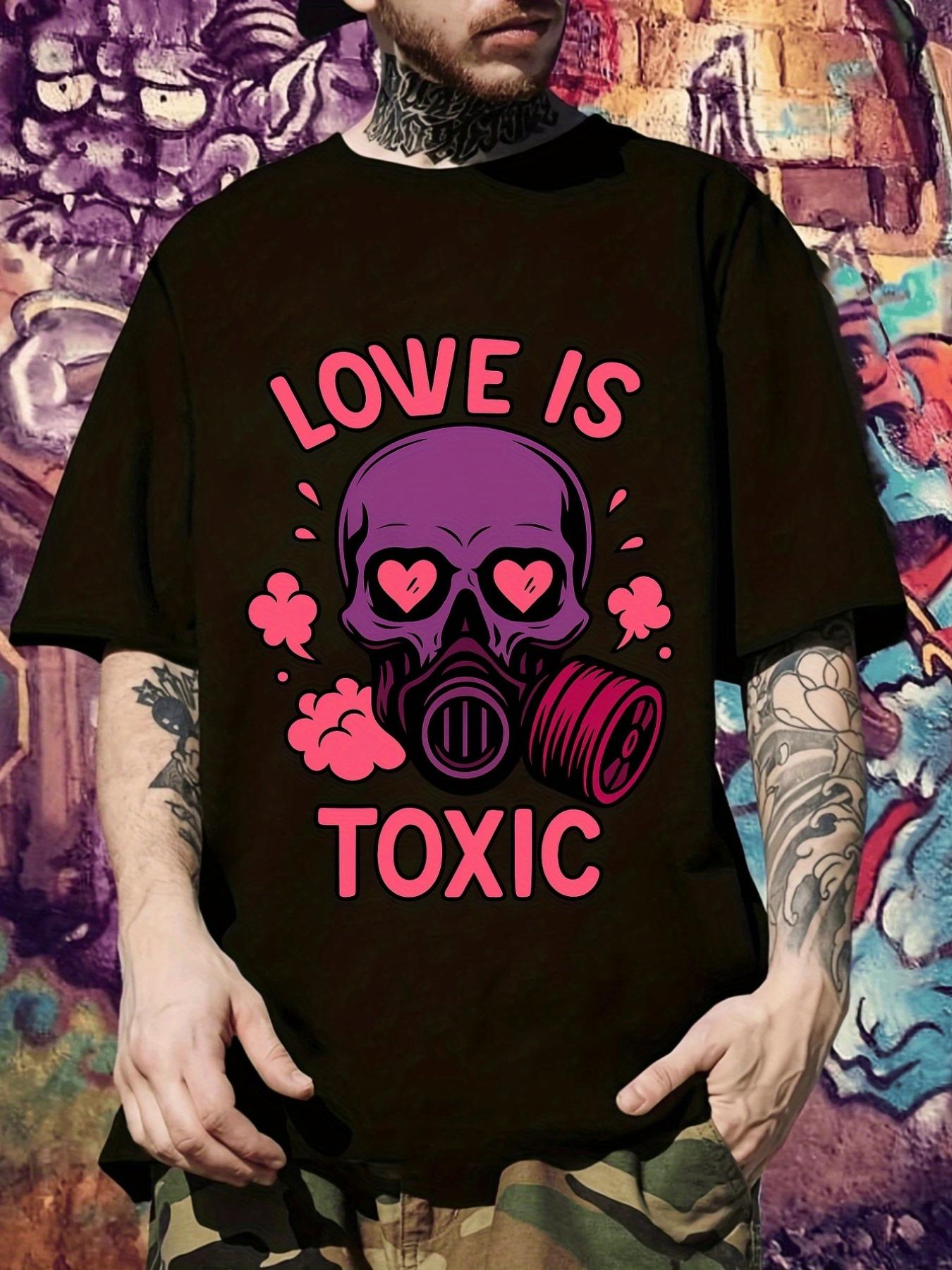 

Casual Graphic T-shirt - Love Is Toxic Skull & Heart Design L