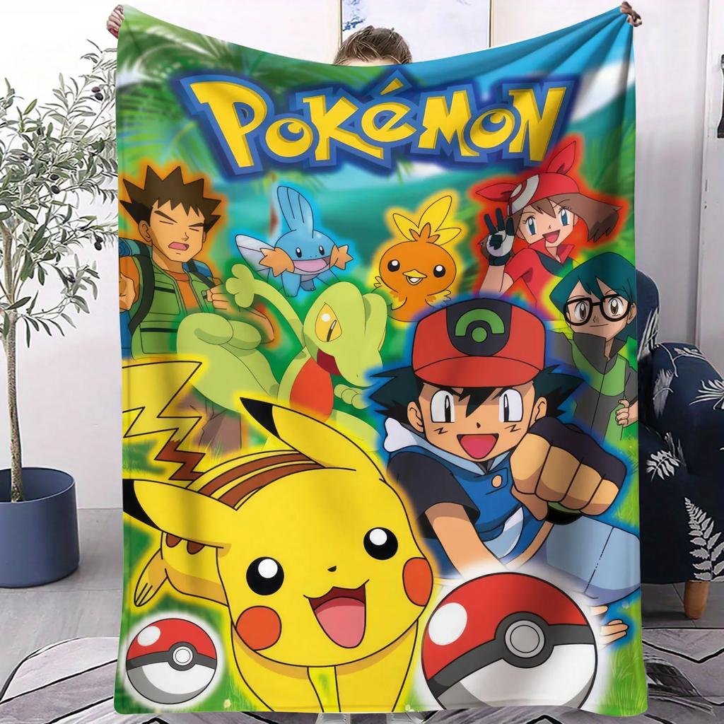 Vibrant Neon Pikachu Flannel Blanket Soft Warm Fleece Throw For Home Decor Sofa Bed Cover Travel Camping Shawl Pokémon Fans Gift