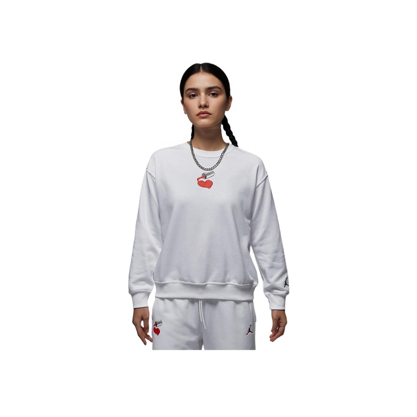 Jordan Brooklyn Fleece Casual Soft Crew Neck Pullover Long Sleeve Sweatshirt Women tops White HV9371100 XL