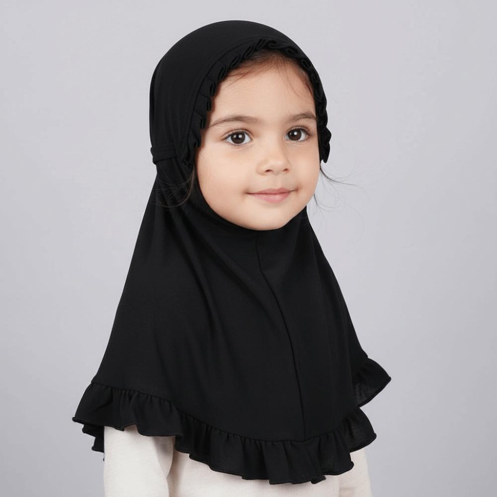 Breathable Girls Neck Shawl Solid Color Floral Islamic Head Scarf Hair Accessories