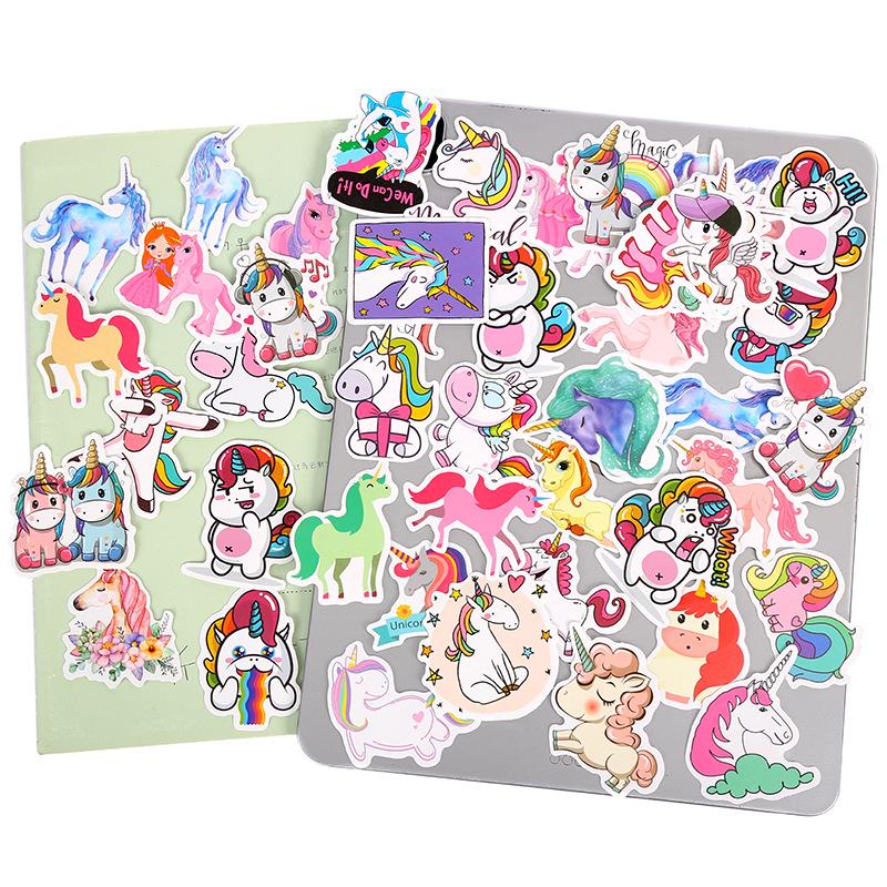 50 Unicorn Graffiti Stickers: Cartoon Designs for Cars, Computers, Guitars, and Suitcases