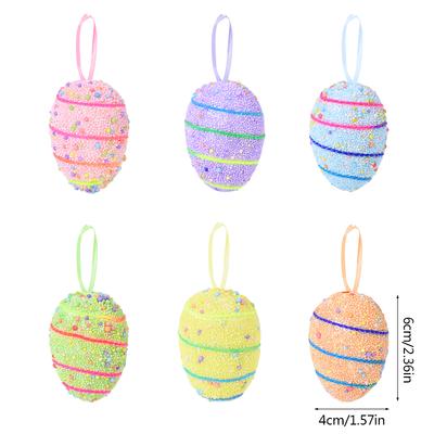 6Pcs Painted Foam Easter Eggs Ornament Decoration for Home Easter Tree Hanging Pendants Craft Basket Decor Kids Gift Favors 2025