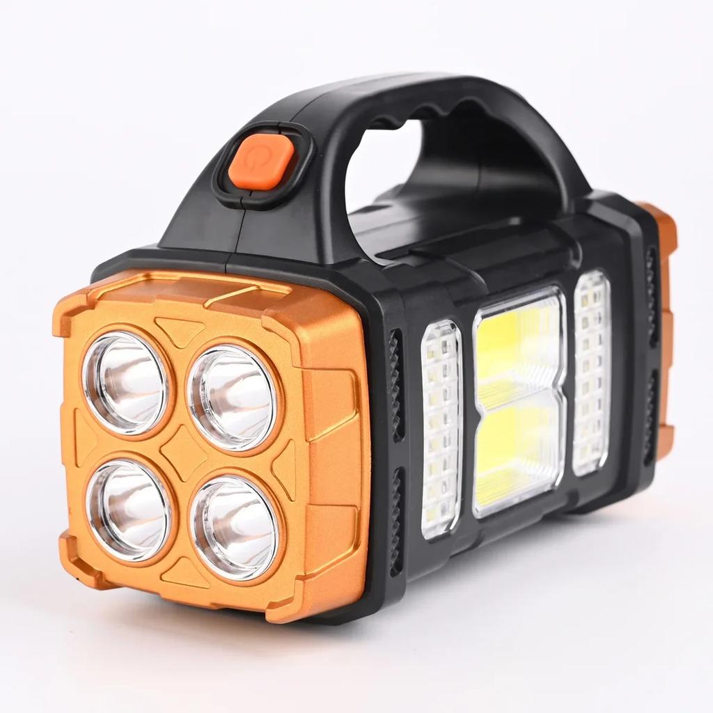 Portable Powerful USB Rechargeable Flashlights Solar LED Light With COB Work Light 4 Gear Charge Mobile Phone Camping Lamps