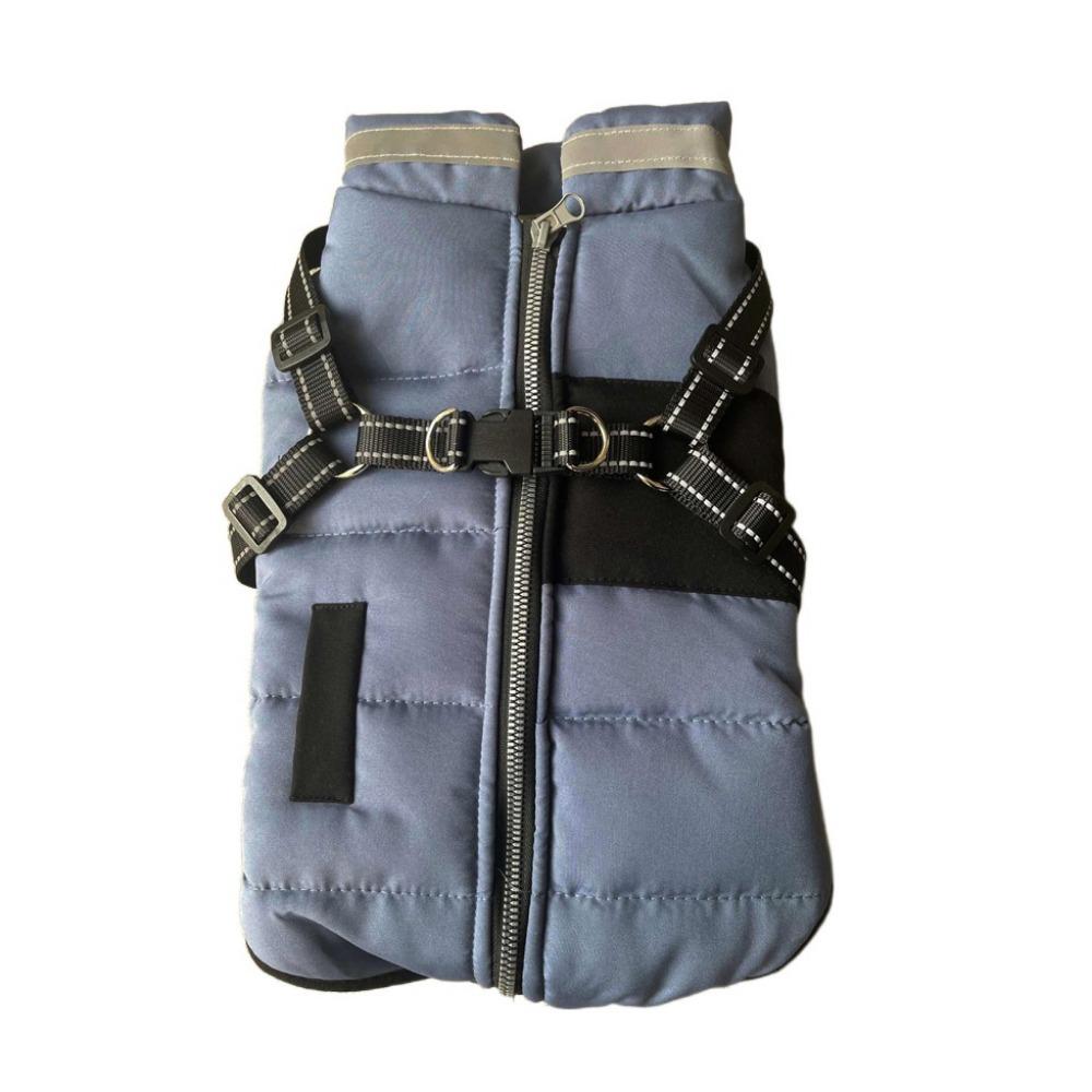 Fashion Adjustable Dog Warm Jacket Waterproof Warm Reflective Dog Coat with Harness Padded Zipper Winter Pet Vest Cold Weather