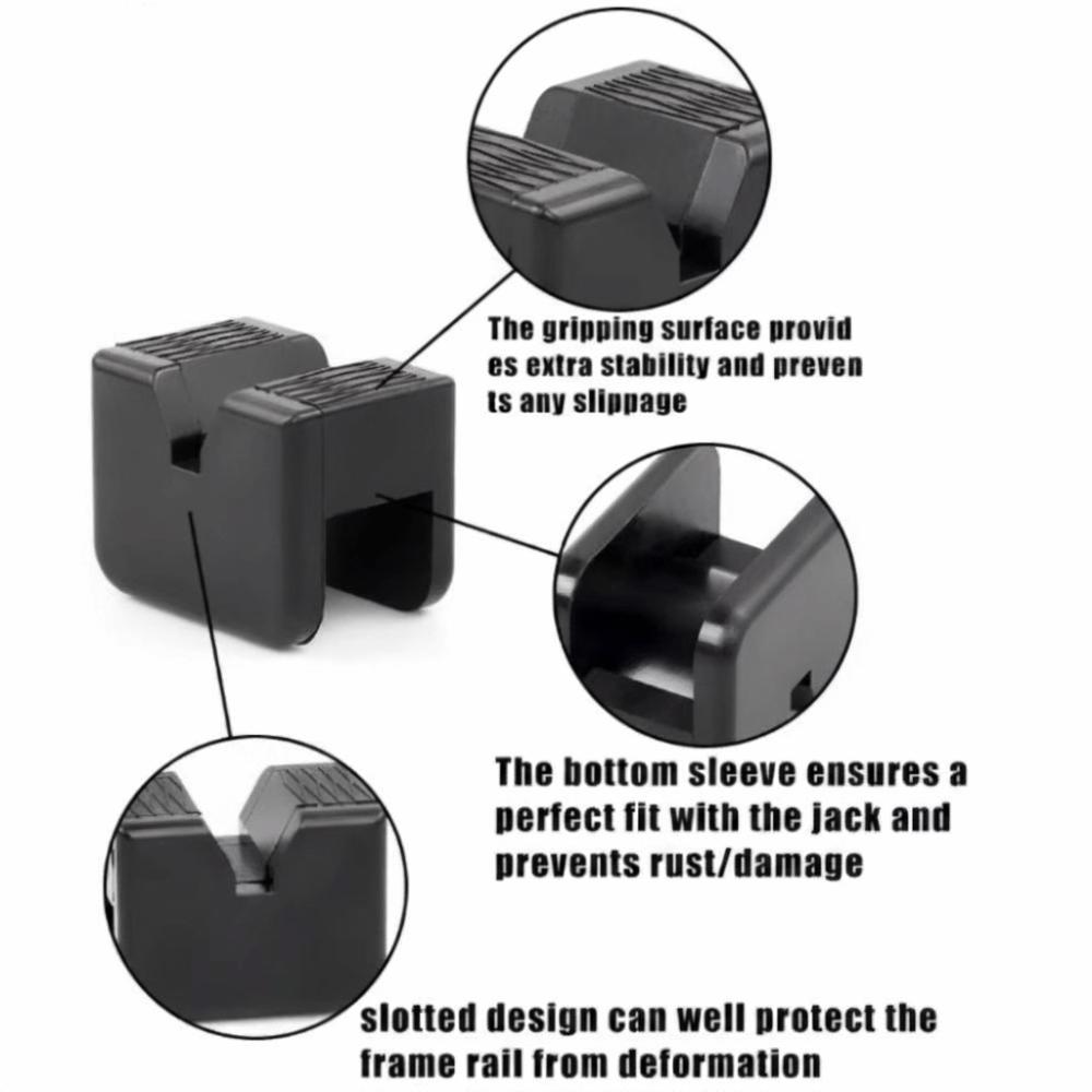 Black Rubber Jack Rubber Pad Durable Wear Resistant Anti Slip Slotted Adapter  Axle Stand Use