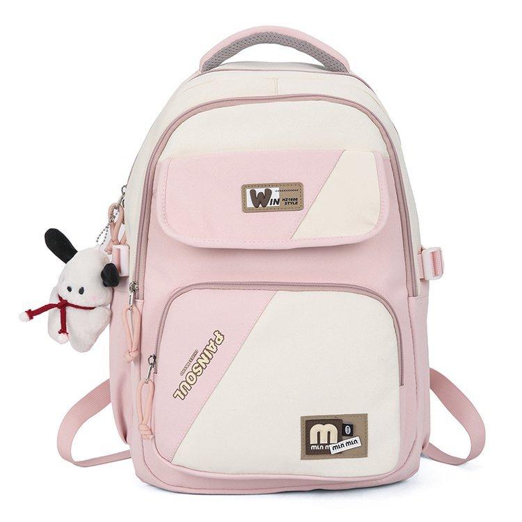 Schoolbag New Large Capacity Simple Contrast Color Versatile School Bag Junior High School Student College Student Computer Travel Backpack