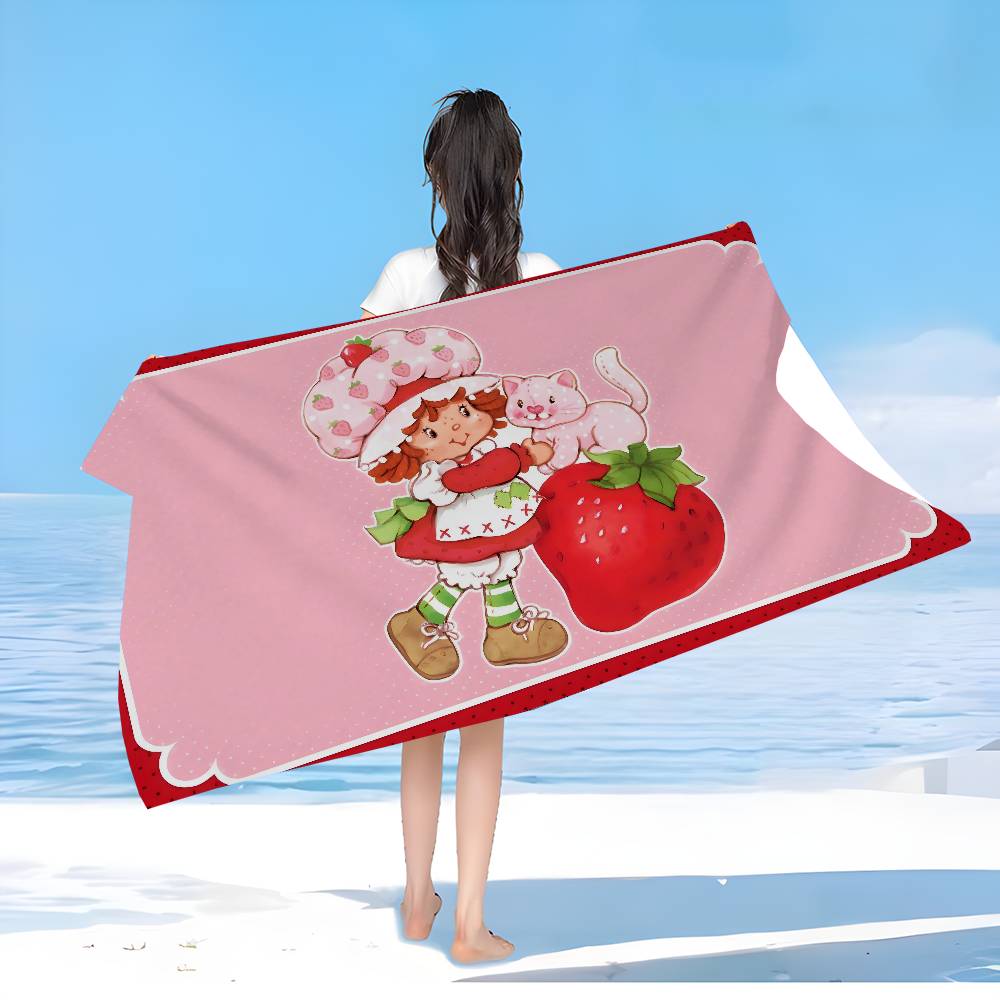 S-Strawberry Shortcakes Microfiber Printed Beach Towel Mountain Climbing Yoga Beach Swimming Running Absorbent Soft Towel