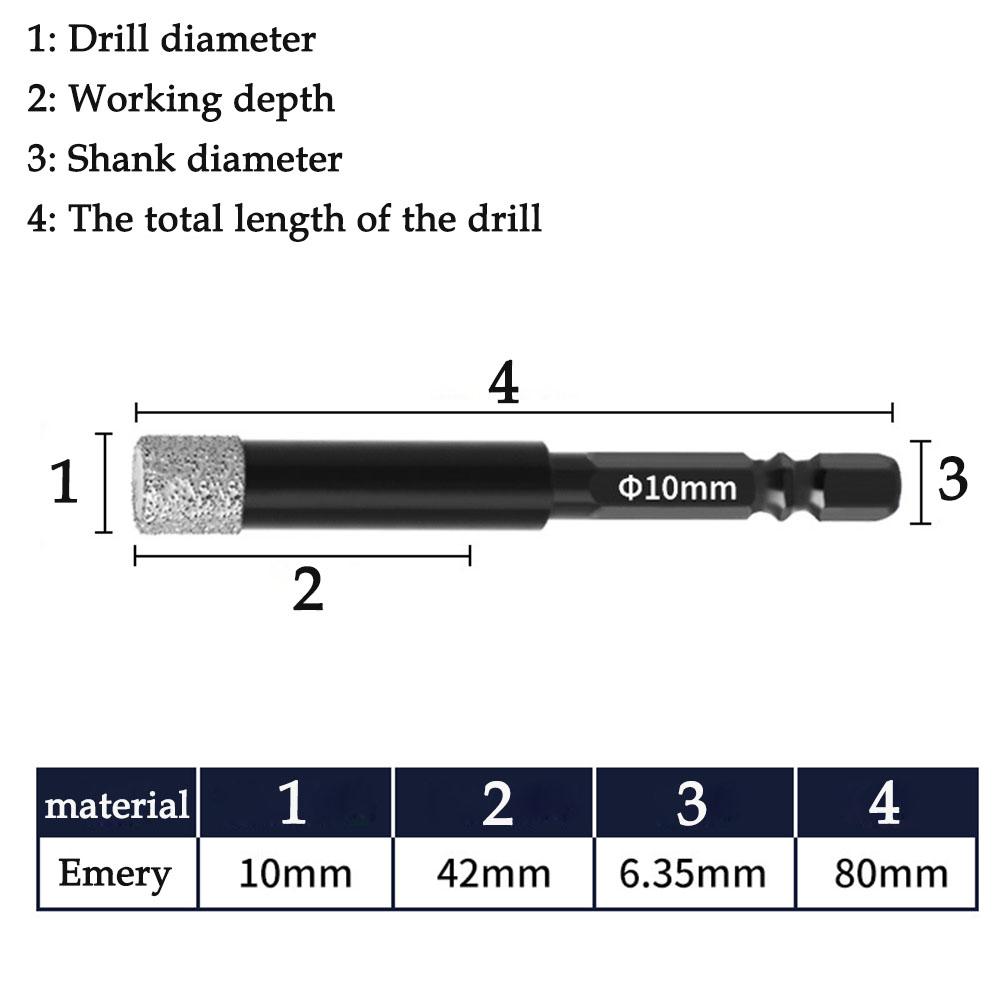 6/8/10/12mm Dry Diamond Drill Bits Set Vacuum Brazed Core Drill Bit Kit Quick Change Hex Shank for Porcelain Granite Tile Marble