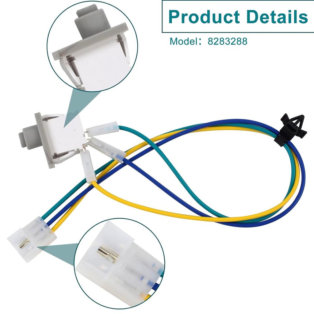 8283288 Dryer Door Switch with Wire, Whirlpool Dryer, WPW10318609 W10318609 8574875 W10128087 8283288 4165281 4371407 8519323 865677