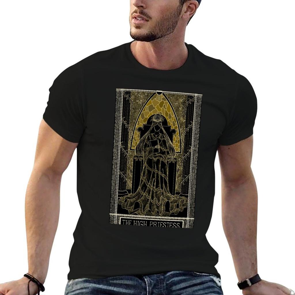 The Kinner Tarot Deck Tarot Card The High Priestess TShirt Novelty Print Casual Tee Shirt