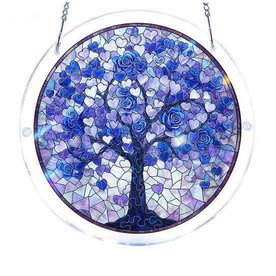 Puzzle in Acrilico Suncatcher Vetro Colorato Ornamento da Appendere alla Finestra Puzzle Fai da Te Pannello Suncatcher per Arredamento Casa Regali per Mamma Amici