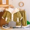 Boys' long sleeved 3-piece set, Children's plush thick cotton suit set, Cute clothes for boys aged 0-5
